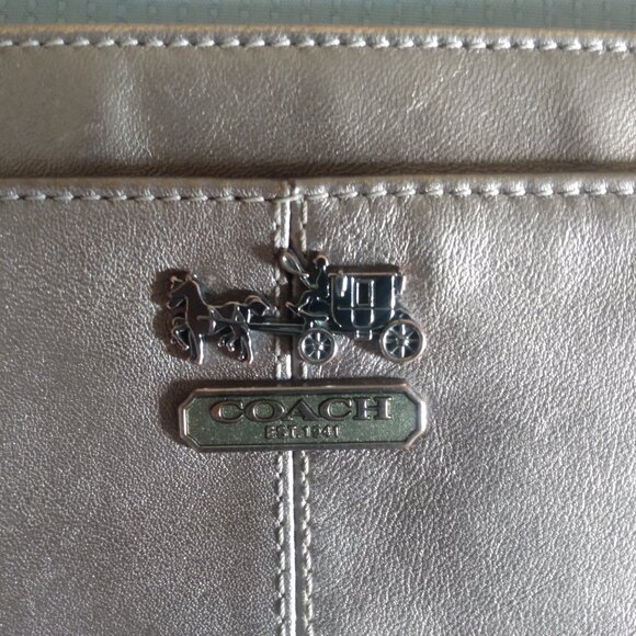 Coach Gold Metallic Leather Clutch Wristlet - Picture 5 of 11